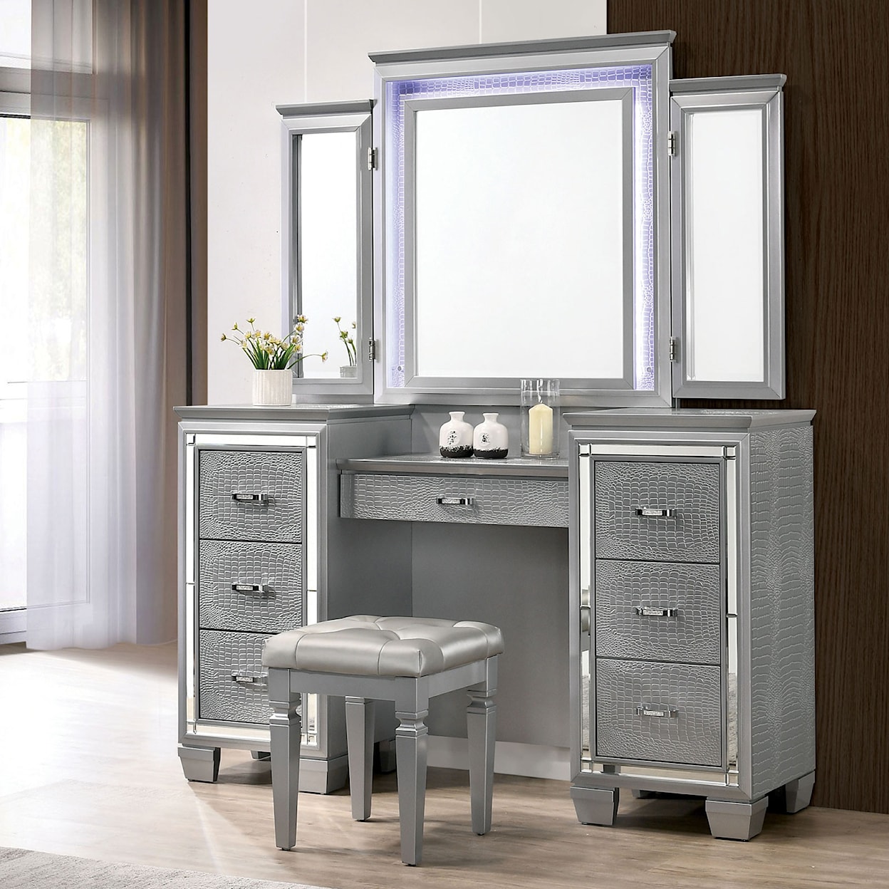 Furniture of America - FOA Bellanova Vanity and Stool Set