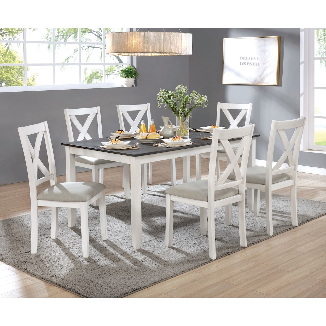 Furniture of America Anya 7-Piece Dining Table Set