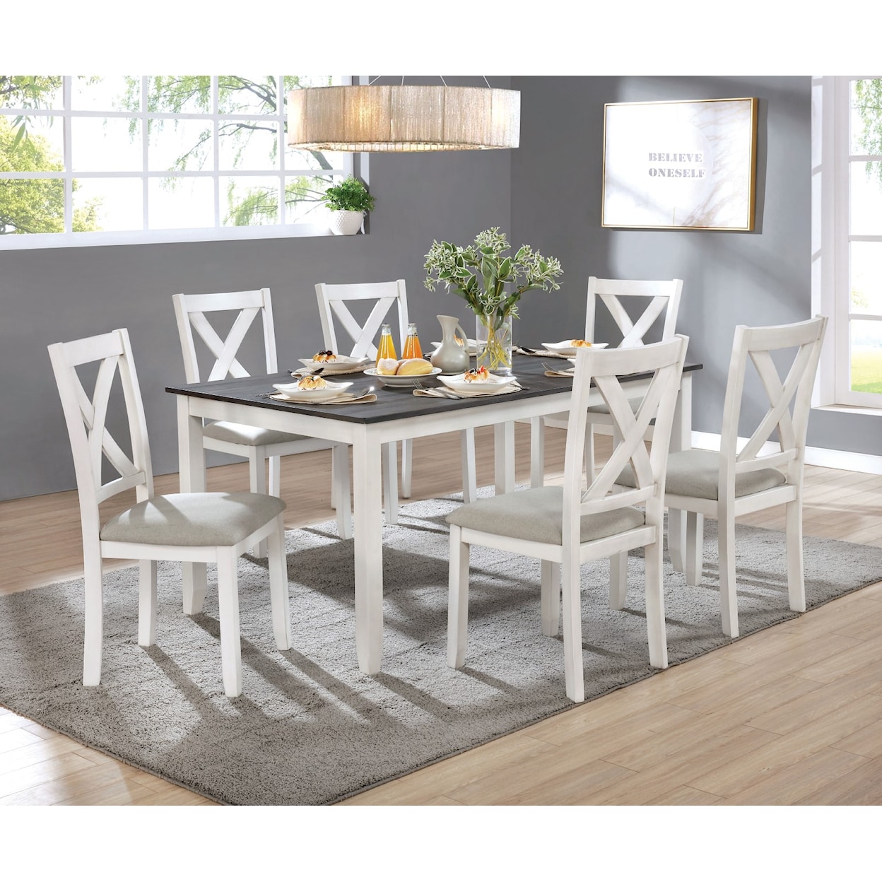 FUSA Anya 7-Piece Dining Table Set