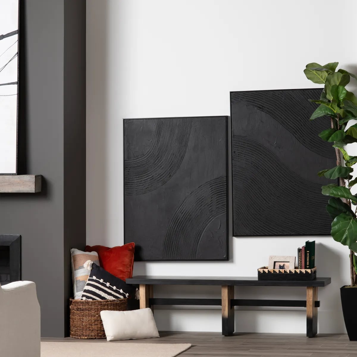 Black Ways Framed Canvas - Set of 2