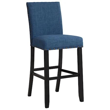 Transitional Upholstered Bar Stool with Nailhead Trim