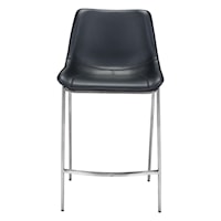 Magnus Counter Chair (Set of 2) Black & Silver