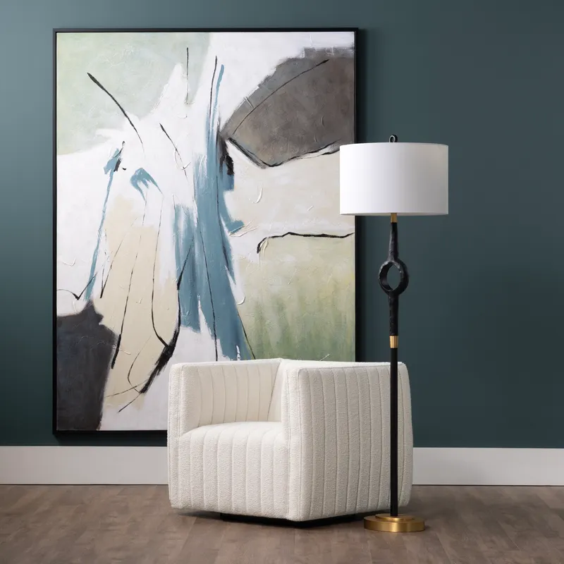 Black And Gold Resin &amp; Metal Floor Lamp