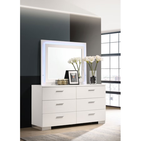 6-Drawer Dresser w/ LED Mirror