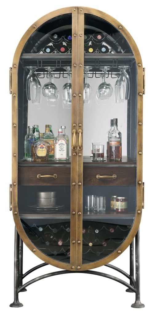 Boilermaker Industrial Rustic Bar and Wine Cabinet