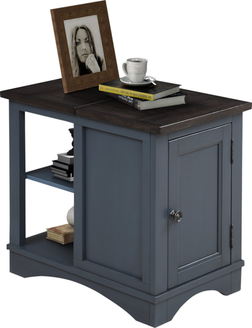Farmhouse Chairside Table with Dual AC Power Center