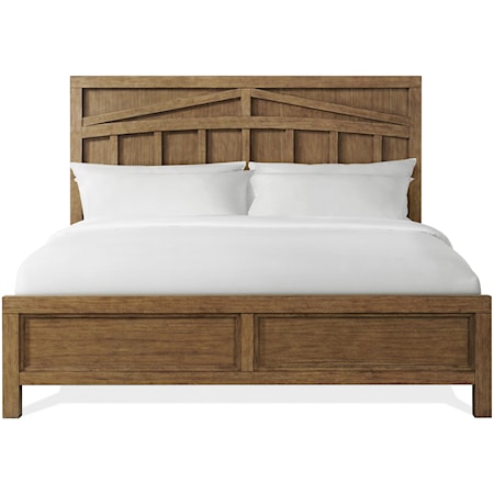 Rustic King Panel Bed with Timber Truss Detailing on Headboard