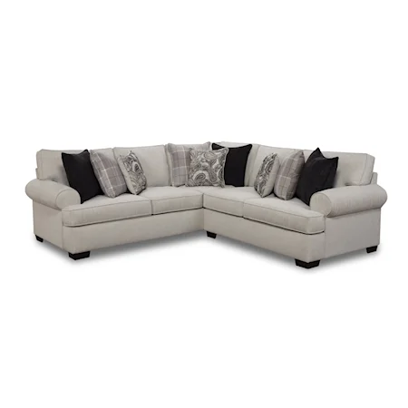 Contemporary 2-Piece Sectional Sofa with Rolled Arms