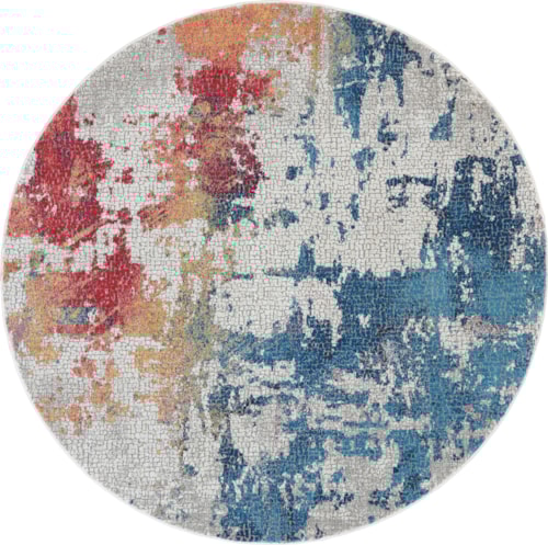 6'  Multicolor Round Rug