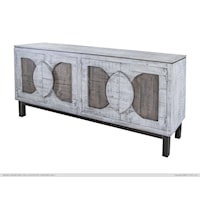 Rustic White 4-Door Console Table