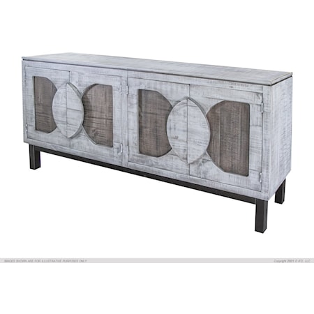Rustic White 4-Door Console Table