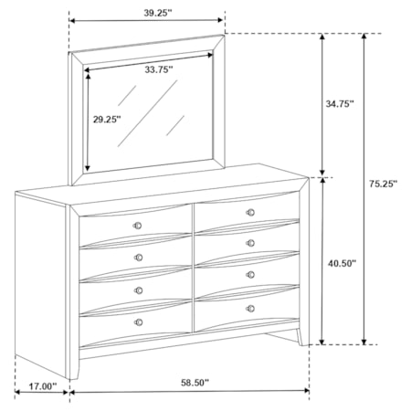 Briana 8-drawer Dresser w/ Mirror