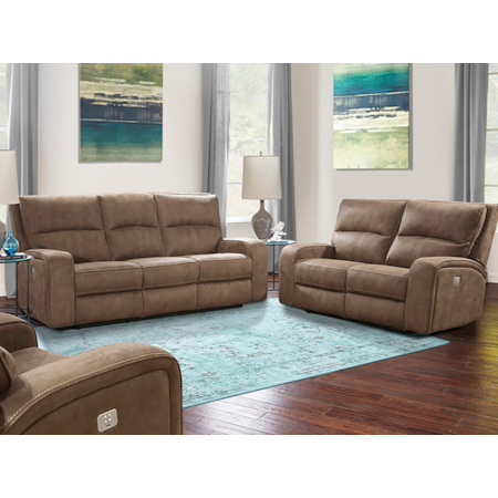 Power Reclining Sofa and Loveseat Set