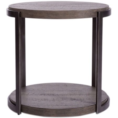 Contemporary Round End Table with Open Shelf Bottom