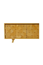 Moe's Home Collection O2 Mid-Century Modern Three-Drawer Bedroom Chest with Honeycomb Carving