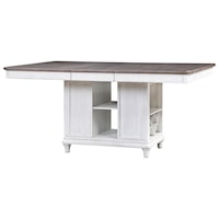 Farmhouse Counter Height Table with Wine Bottle Storage