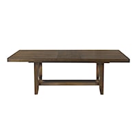 Rustic Farmhouse Dining Table with Trestle Base and 18" Removable Leaf