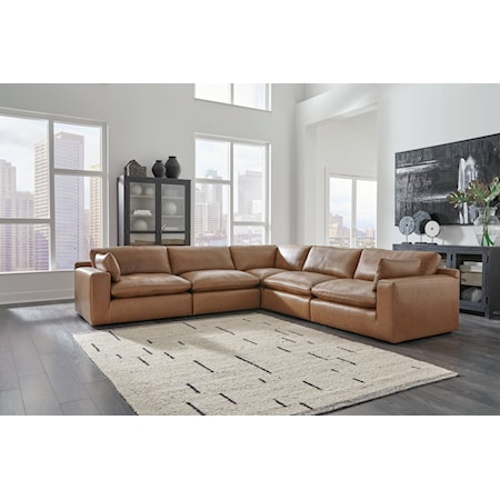 LEATHER MATCH 5 PIECE SECTIONAL