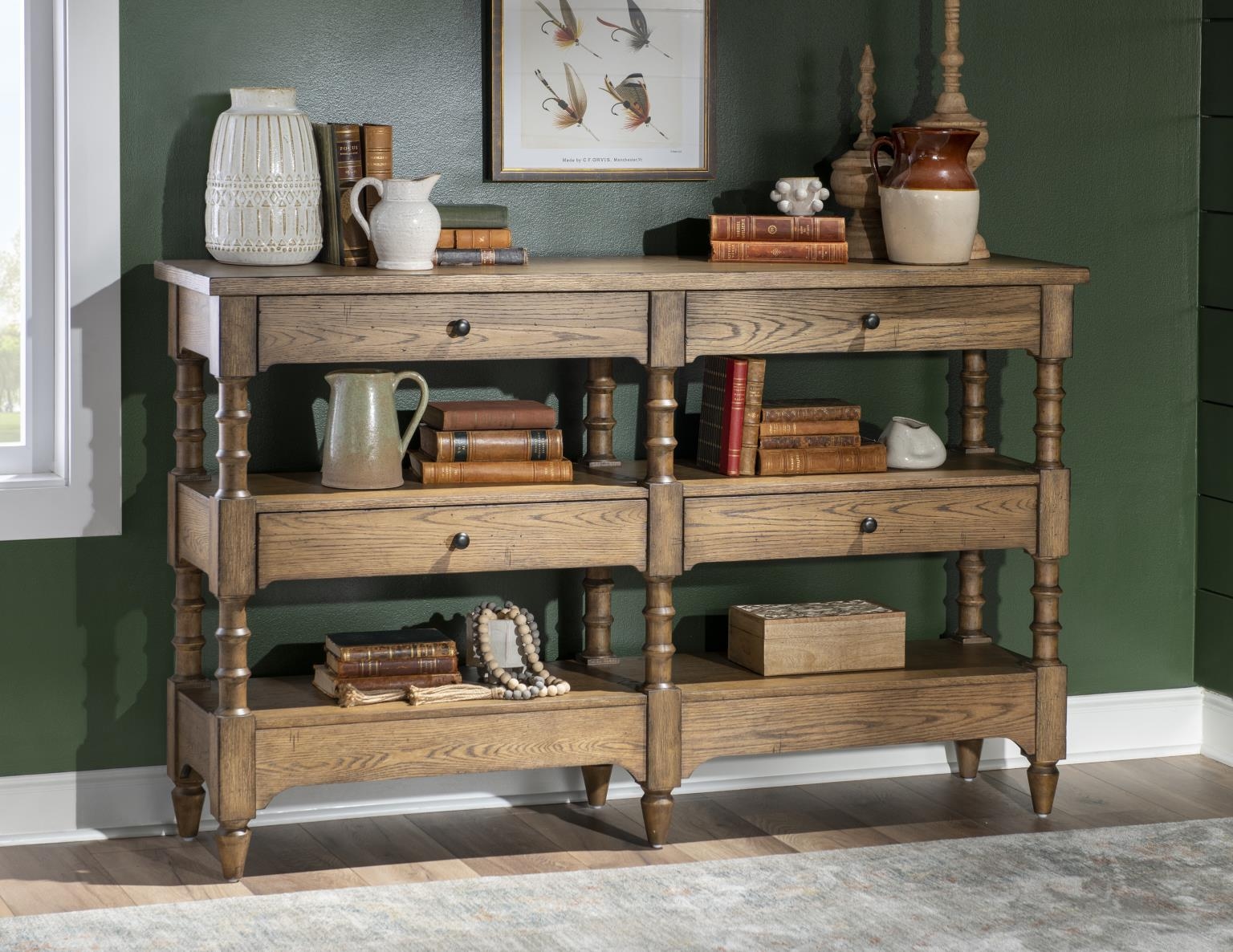 Legacy Classic Vintage Market Turned Leg Console Storage Table