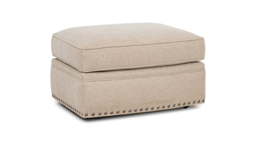 Traditional Chair Ottoman with Nailheads and Casters