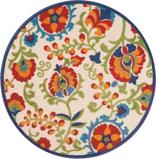 5'3"  Multicolor Round Rug
