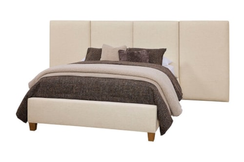 Transitional Queen Upholstered Wall Bed with Wood Legs