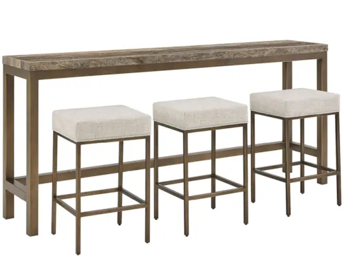 Transitional 4-Piece Console Set with Travertine Top