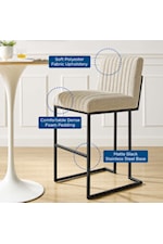 Modway Indulge Channel Tufted Fabric Bar Stool