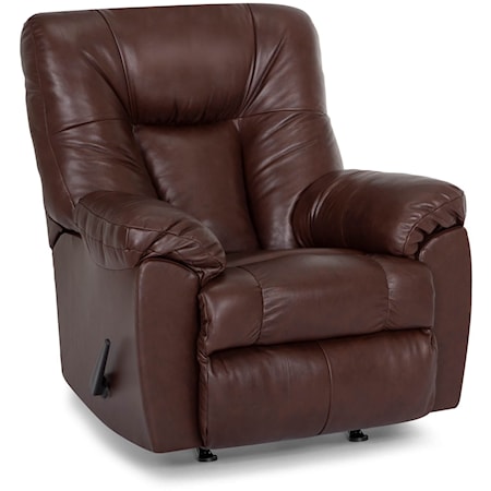 Casual Manual Rocker Recliner with Pillow Arms