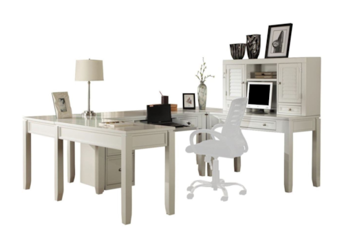 Cottage U-Shaped Desk with File Cabinet and Hutch
