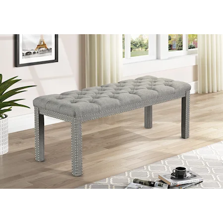 Finley Transitional Upholstered Bench with Nailhead Trim