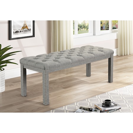 Finley Transitional Upholstered Bench with Nailhead Trim