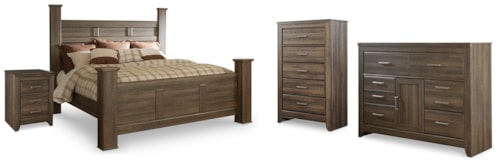 King Poster Bed, Dresser, Chest And Nightstand