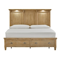 Modern Farmhouse Queen Lighted Panel Storage Bed