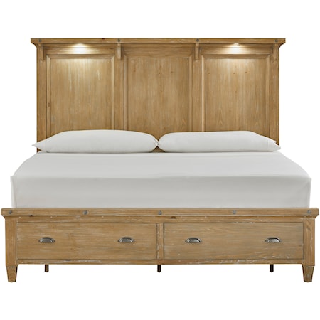 California King Lighted Panel Storage Bed