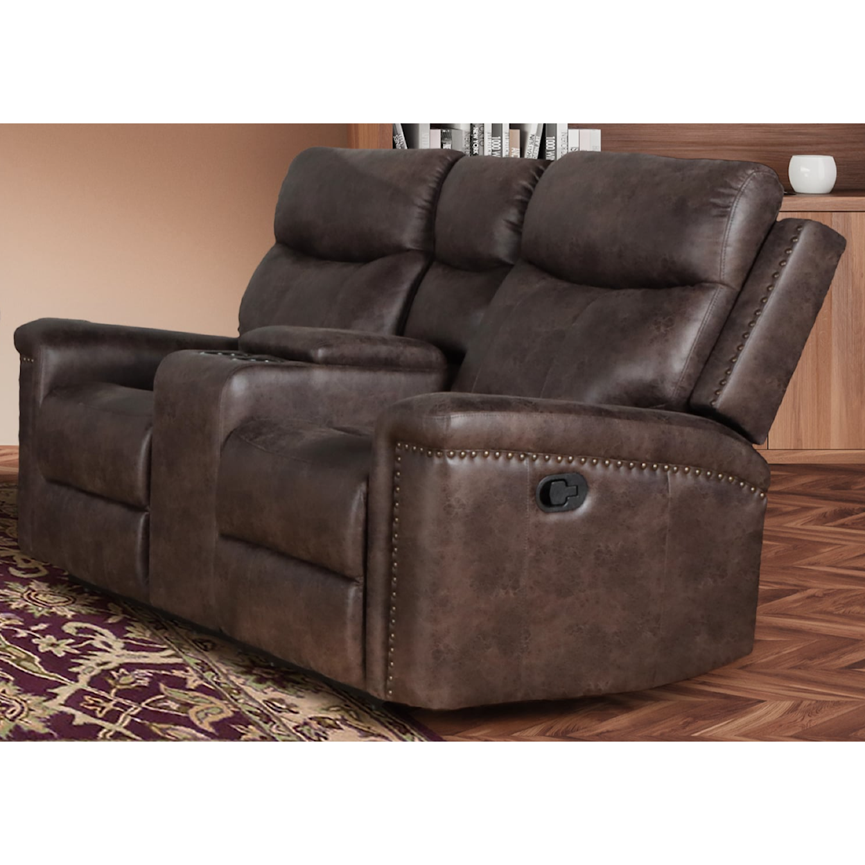 New Classic Furniture Quade Quade Loveseat W/ Dual Recliners-Mocha