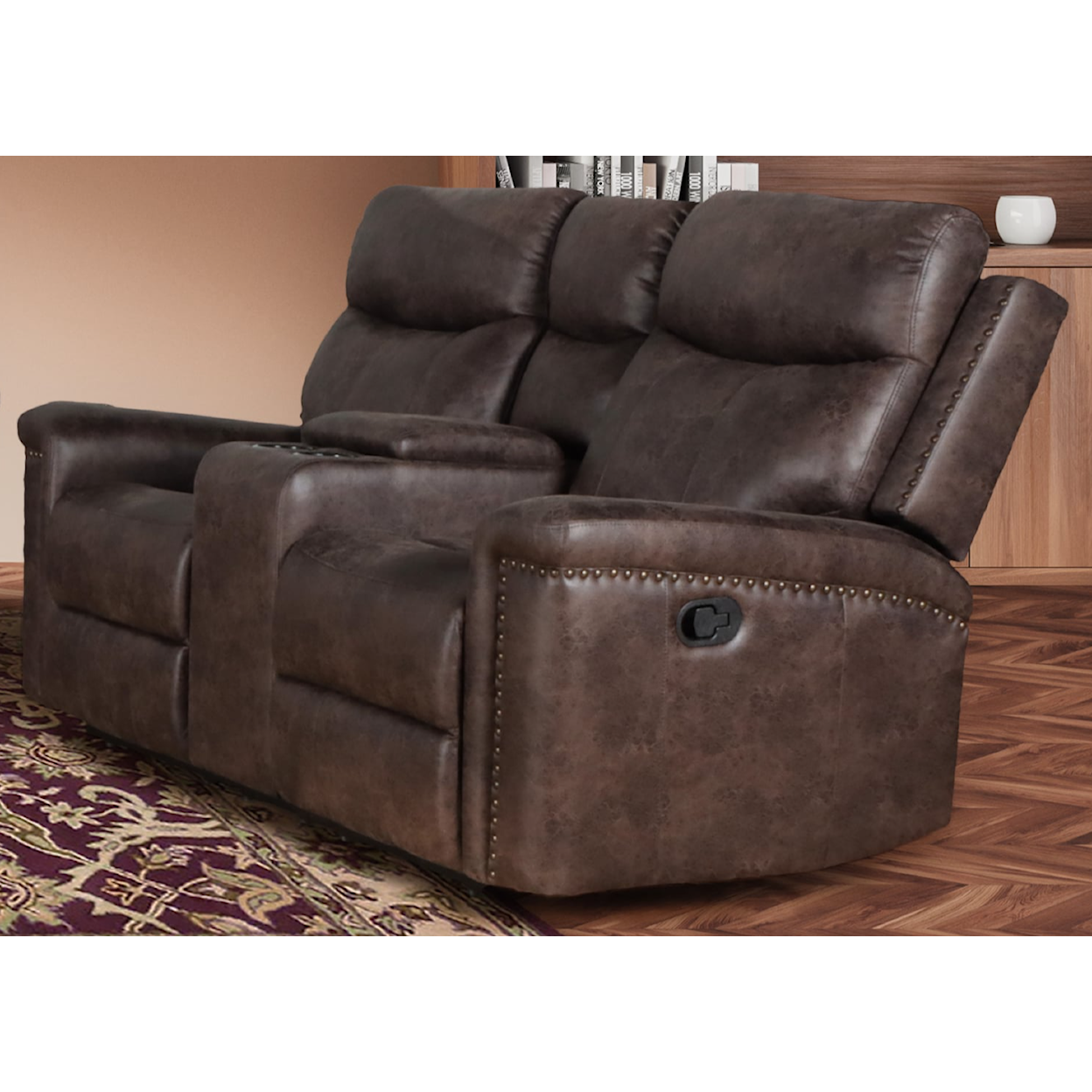 New Classic Quade Quade Loveseat W/ Dual Recliners-Mocha