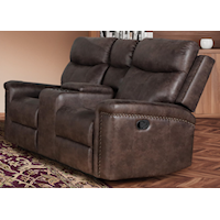 Casual Console Loveseat with Dual Recliners & Cup Holders