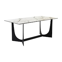 Transitional Dining Table with Glass Top