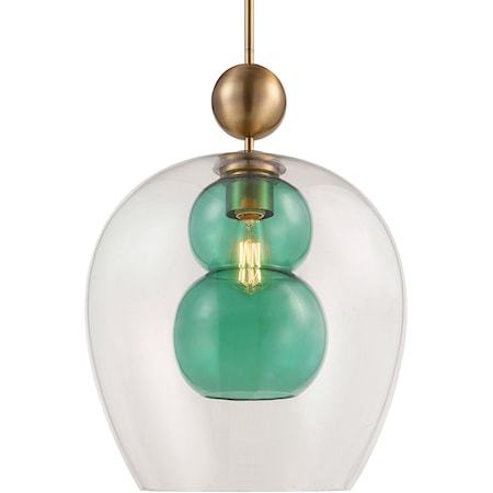 Shamrock Green Glass 1 Light Pendant