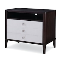 Contemporary Two-Tone 3-Drawer Nightstand with Open Shelf