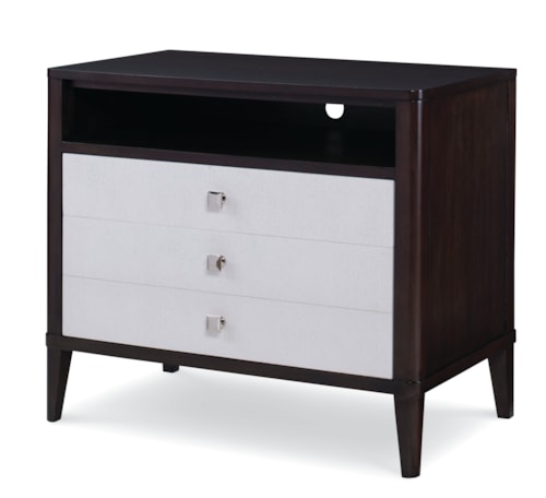 Contemporary Two-Tone 3-Drawer Nightstand with Open Shelf