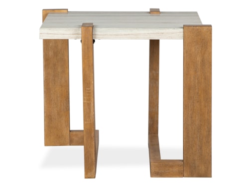 Contemporary Rectangular End Table with Laminated Granite Top