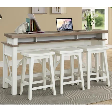 Transitional Everywhere Console Table with USB Ports + 3 Stools