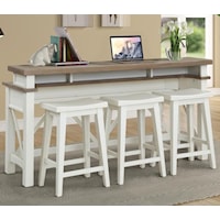 Transitional Everywhere Console Table with USB Ports + 3 Stools