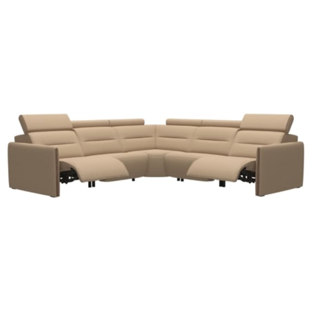 Power Recline Sectional Sofa with Wood Arms