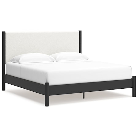 King Upholstered Panel Bed