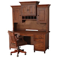 Customizable Solid Wood Wall Unit Desk and Hutch