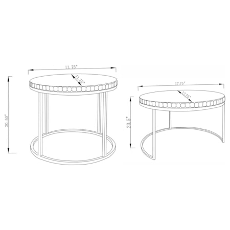 Addison 2-piece Mirror Top Nesting Tables