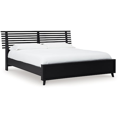 Contemporary King Slat Panel Bed